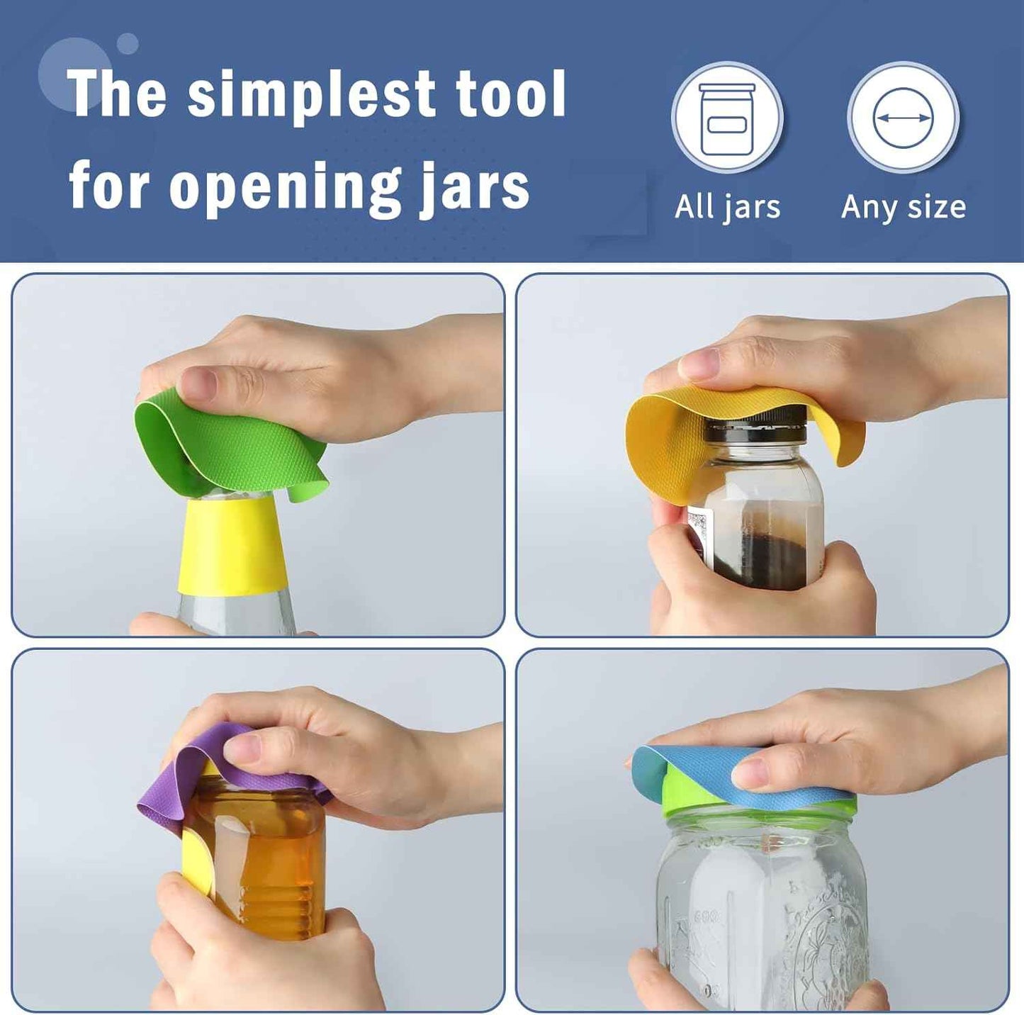 Heat-Insulated Non-Slip Jar Opener Pads Set of 4, Round Gripper Pads for Easy Opening