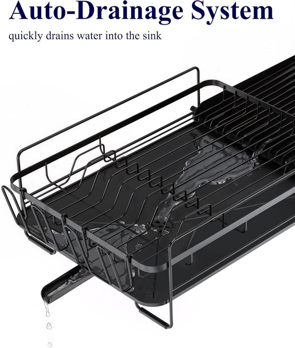 Kitsure Large Dish Drying Rack with Extendable Design for Kitchen Countertops
