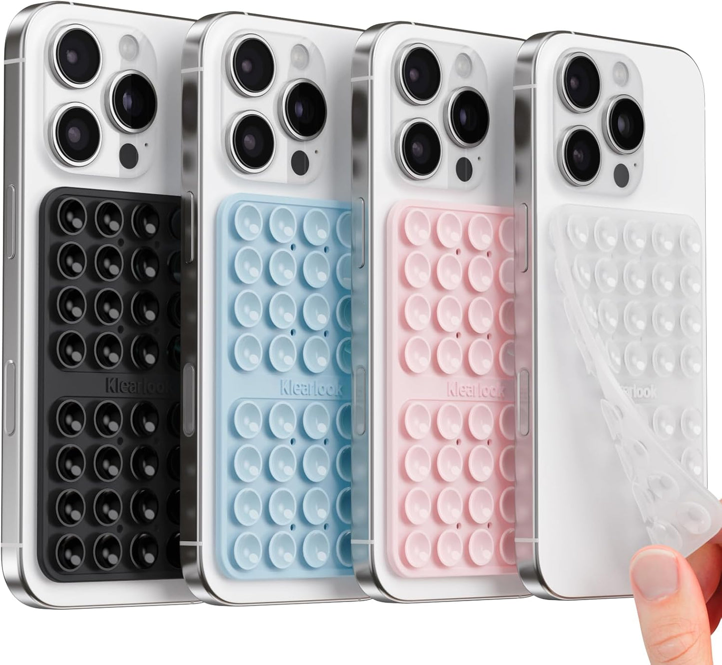 Klearlook Silicone Double-Sided Suction Cup Phone Case Detachable Mount, Sticky Phone Grip with Higher Suction Power for iPhone, Hands-Free Phone Accessories Holder for Selfies and Videos, Light Pink