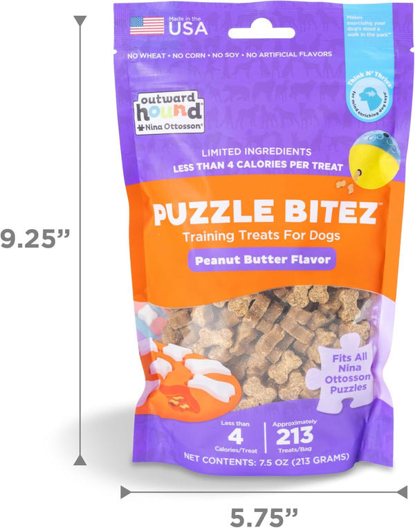 outward hound nina ottosson peanut butter flavor usa made dog treats 7.5oz