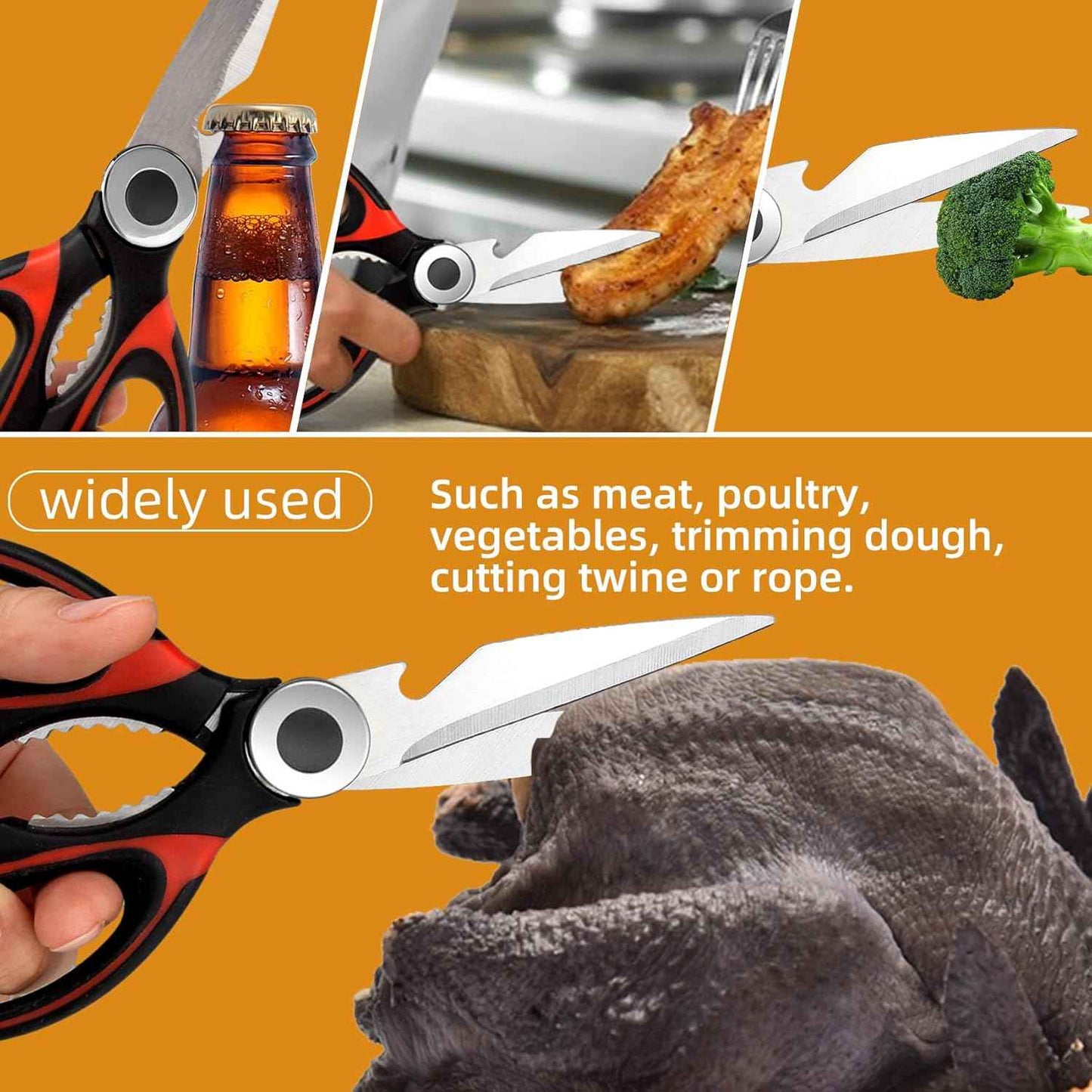 Kitchen Shears Set of 2, Heavy Duty Kitchen Scissors Seafood Scissors, Stainless Steel Sharp Food Cooking Scissors for Meat, Bones, Fish, Poultry, Vegetables, Chicken, Dishwasher Safe