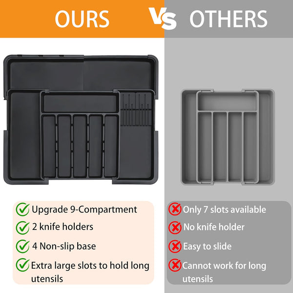 Large Expandable Silverware Organizer for Kitchen Drawers