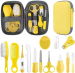 Baby Grooming Kit for Newborn Girls and Boys, Infant Safety Care Set with Hair Brush, Comb, Nail Clipper, Nasal Aspirator, Grey and White