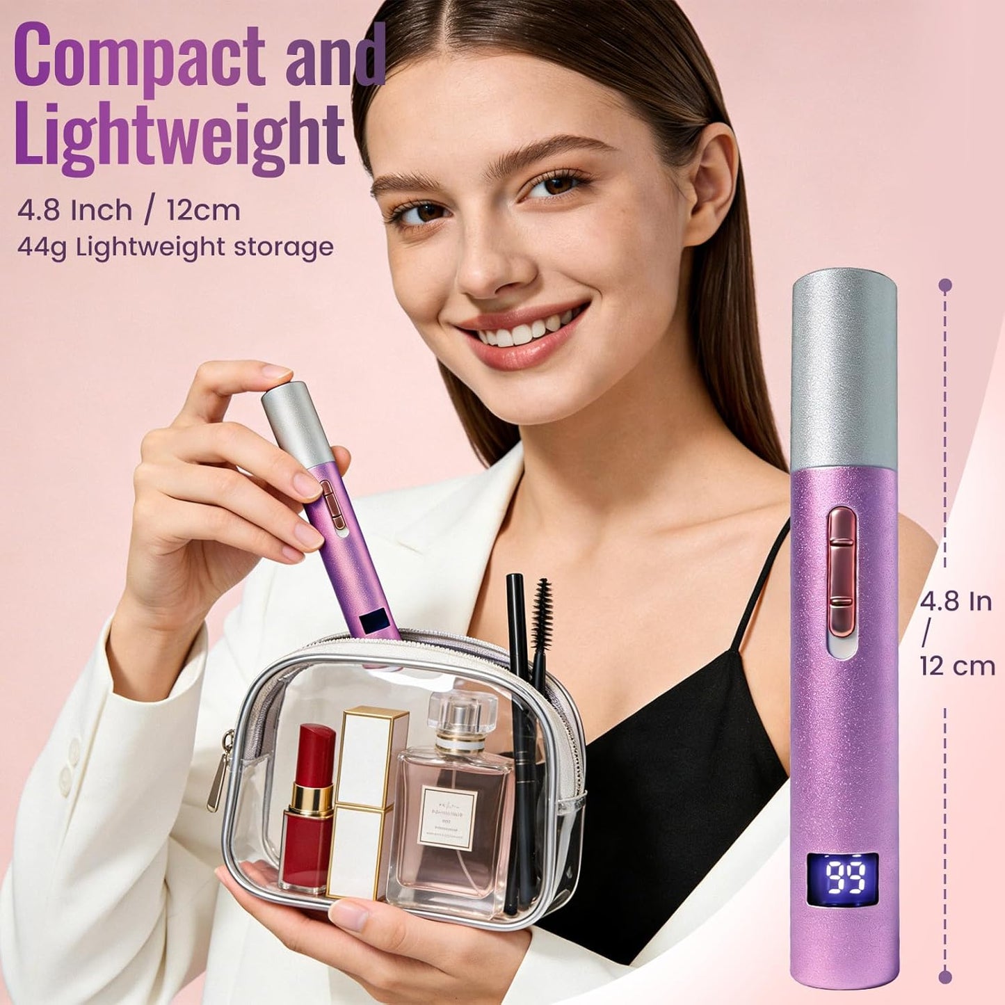 Nose and Ear Hair Trimmer with LED Display for Women Men,2 in 1 Eyebrow Hair Trimmer with USB Rechargeable,2026 Portble Waterproof Facial Hair Removal with Dual-Edge Blades (Purple)