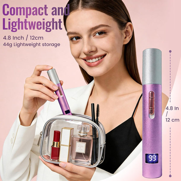 Purple Women's and Men's 2-in-1 Nose and Ear Hair Trimmer with LED Display and USB Rechargeable Dual-Edge Blades