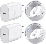 25W USB C Charger Block with 6ft and 10ft Cables for Samsung and iPhone