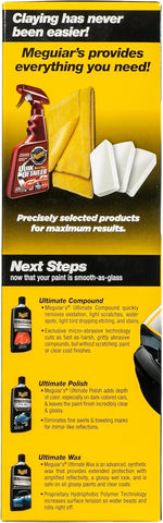 Meguiar's G191700 smooth surface clay kit for safe and easy car claying, glass finish results