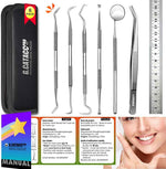 G.CATACC Dental Tools, Dental Pick Teeth Cleaning Tools Hygiene Kit, Plaque Remover for Teeth, Professional Stainless Steel Tooth Scraper Plaque Tartar Cleaner - with Case