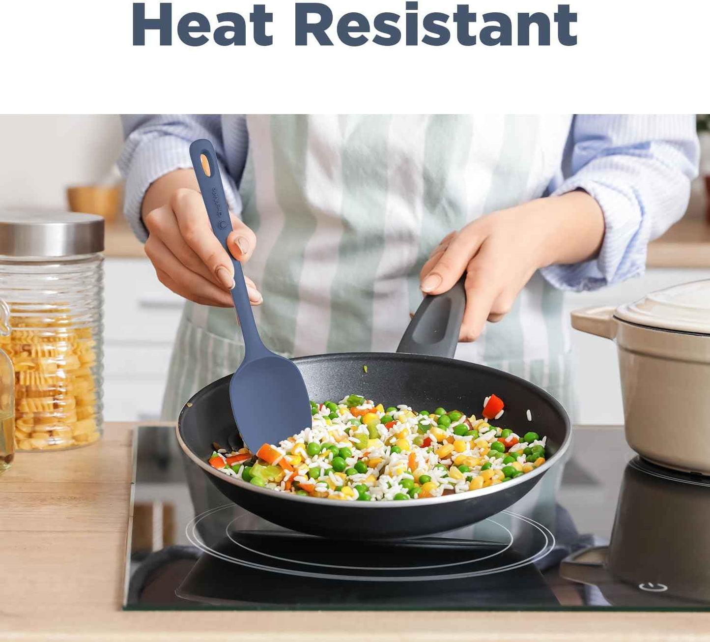 5 Pieces Silicone Spatula Set, Food Grade Rubber Spatula, Upgrade Strong Handle with Ergonomic Grip, Heat Resistant Up to 600°F for Nonstick Cookware, Cooking