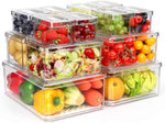 10 Pack Refrigerator Pantry Organizer Bins, Stackable Fridge Organizer Bins with Lids, Clear Plastic Food Storage Bins for Kitchen, Countertops, Cabinets, Fridge, Drinks, Fruits, Vegetable, Cereals
