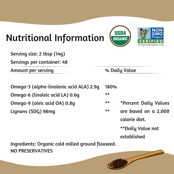 Spectrum Essentials 24 Oz Organic Ground Flaxseed, Gluten Free, Non-GMO and High in Omega-3 ALA Fatty Acids
