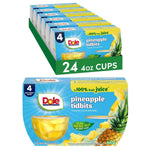 Dole Fruit Bowls Pineapple Tidbits in 100% Juice Snacks, 4oz 24 Total Cups, Gluten & Dairy Free, Bulk Lunch Snacks for Kids & Adults