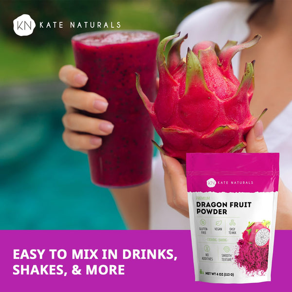 Kate Naturals Dragon Fruit Powder for Baking and Drinks