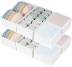 DIMJ Drawer Organizers Clothes, Set of 4 Dresser Organizer Bins, Fabric Closet Organizers and Storage, Shallow Drawer Dividers for Nursery, Clothing, Baby Clothes, Socks, Underwears, Tie (Beige)