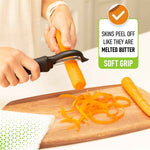 Spring Chef Premium Swivel Vegetable Peeler, Soft Grip Handle and Ultra Sharp Stainless Steel Blades - Perfect Kitchen Peeler For Veggie, Fruit, Potato, Carrot, Apple - Black