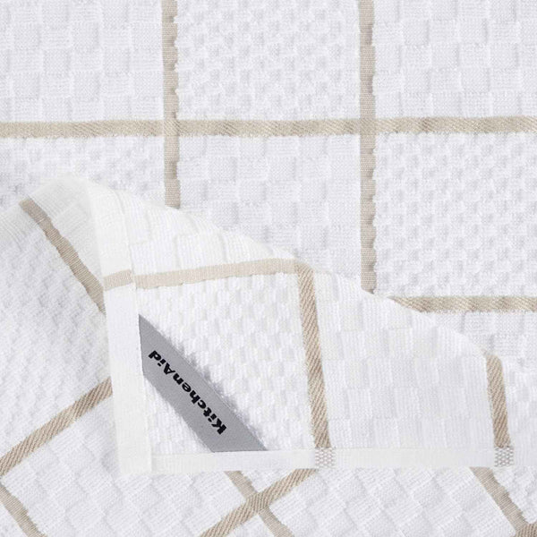 KITCHENAID Quilted Cotton Terry Cloth Oven Mitt, Pot Holder, Kitchen Towel 4-Pack Set, Heat Resistant, Silicone Grip, 16"x26", 7"x13" & 7"x10", Milkshake