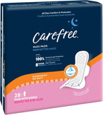 carefree maxi overnight pads with wings 28ct feminine care protection