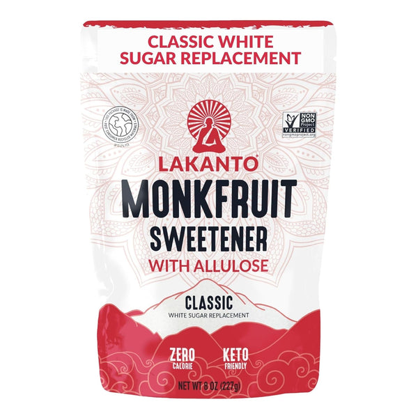 Lakanto Classic Monk Fruit Sweetener with Allulose, Gluten Free, Zero Calorie, Low Carb, Non GMO, Keto, 1 lb White Sugar Substitute