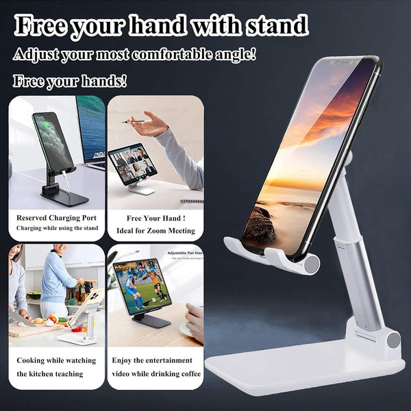 Adjustable Angle Height Phone Stand for Desk Compatible with iPhone and Smartphones