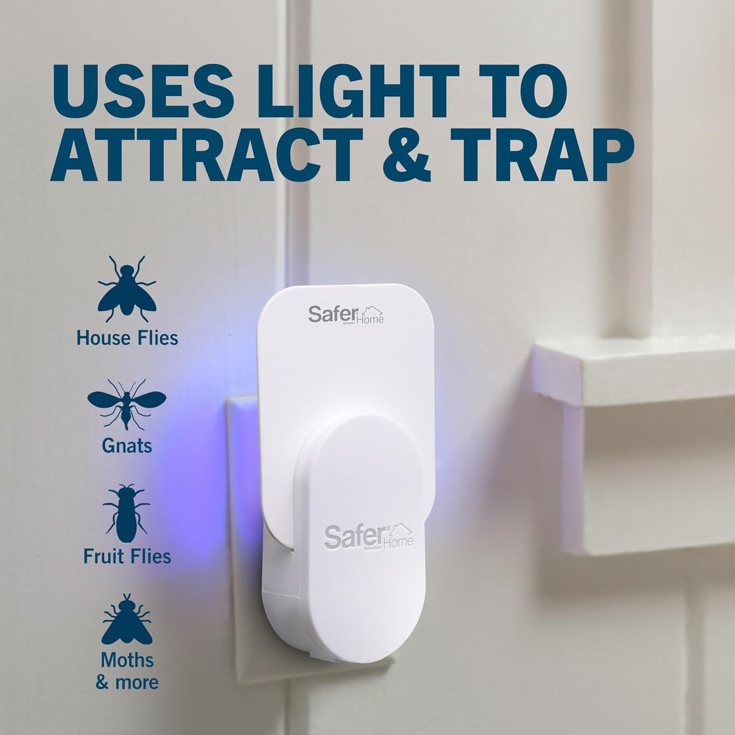 Safer Home Indoor Plug-in Fly Trap - SH502-1R5SR - Effective Fruit Fly Traps for Indoors, Gnat Traps for House Indoor, 400 Sq Ft Protection - Style: 1 Device + 5 Glue Cards
