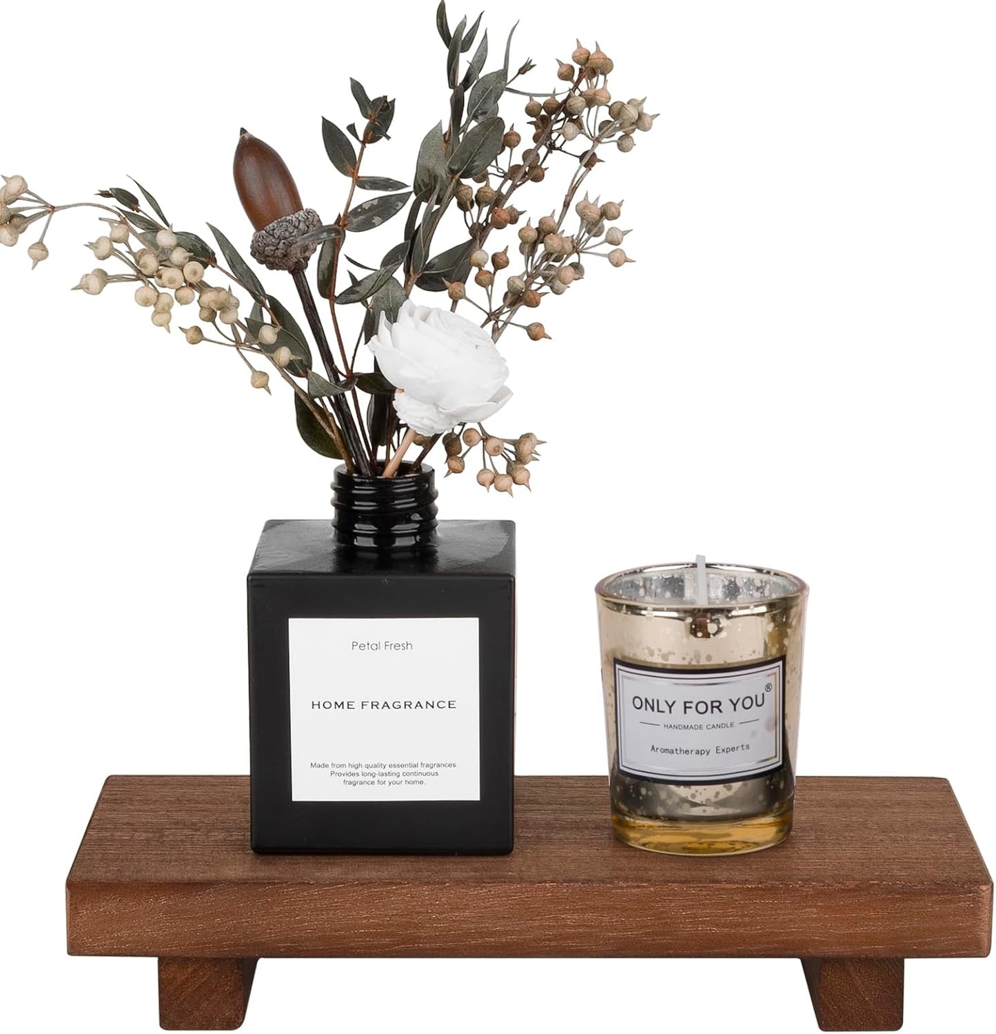 Small Wood Tray Pedestal Stand Farmhouse Bathroom Decor Decorative Wooden Riser Kitchen Soap Dish Holder for Vanity, Counter, Sink, Brown - Rayz Mart