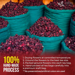 100% Natural Hibiscus Flowers Tea Bags, Loose Flower Herbal Tea, No Sugar, No Caffeine, No Gluten, Vegan