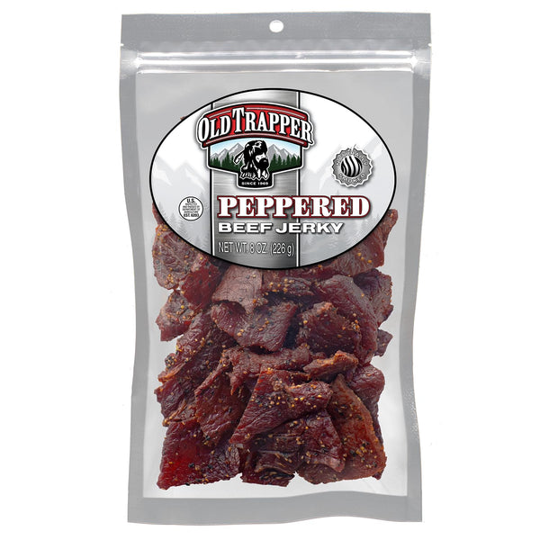 Old Trapper Beef Jerky, Hot & Spicy, 8 Ounce Individual Pack, 11 Grams of Protein, 70 Calories per Serving