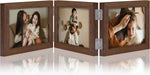 decorUhome Triple 4x6 Picture Frame Vertical, Engineered Wood Trifold Photo Frame with Plexiglass for Tabletop Display, 4x6, Black