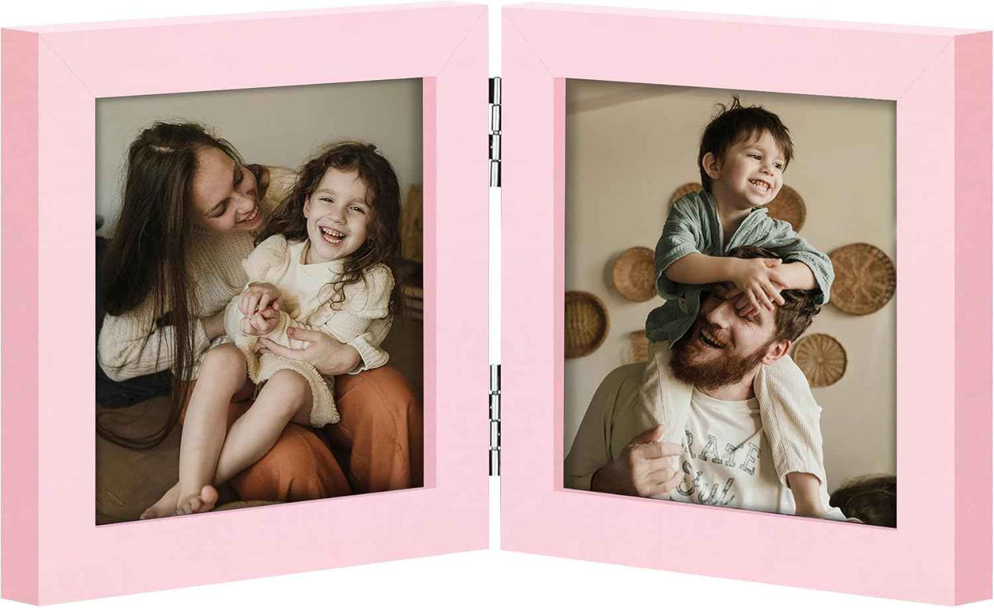 decorUhome Double 4x6 Picture Frame Vertical, Engineered Wood Bifold Photo Frame with Plexiglass for Tabletop Display, 4x6, Black