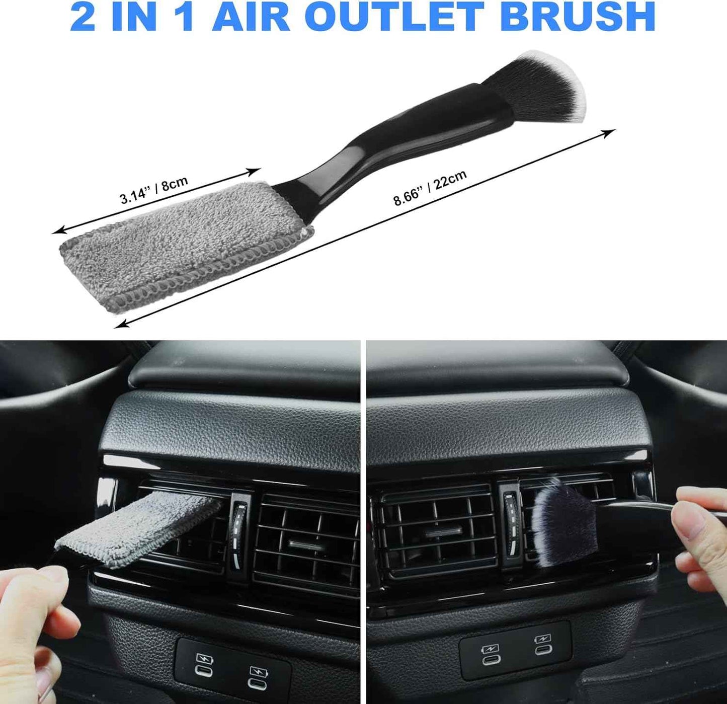 7PCS Car Detailing Brush Set, Ultra Soft Boars Hair Car Interior Detailing Brushes, Car Interior Detailing Kit, Car Cleaning Gel Supplies Kit, Car Dust Brush, Car Accessories for Truck, SUV, Interior