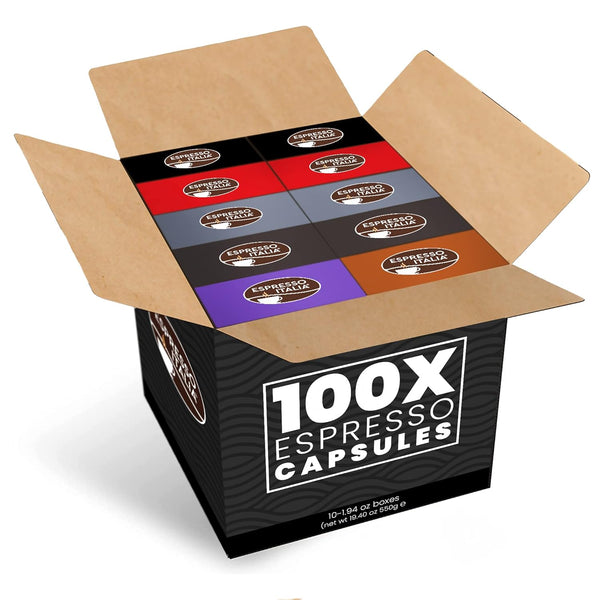 Espresso Italia 100 Variety Pack Pods compatible with Nespresso Original Line Machines