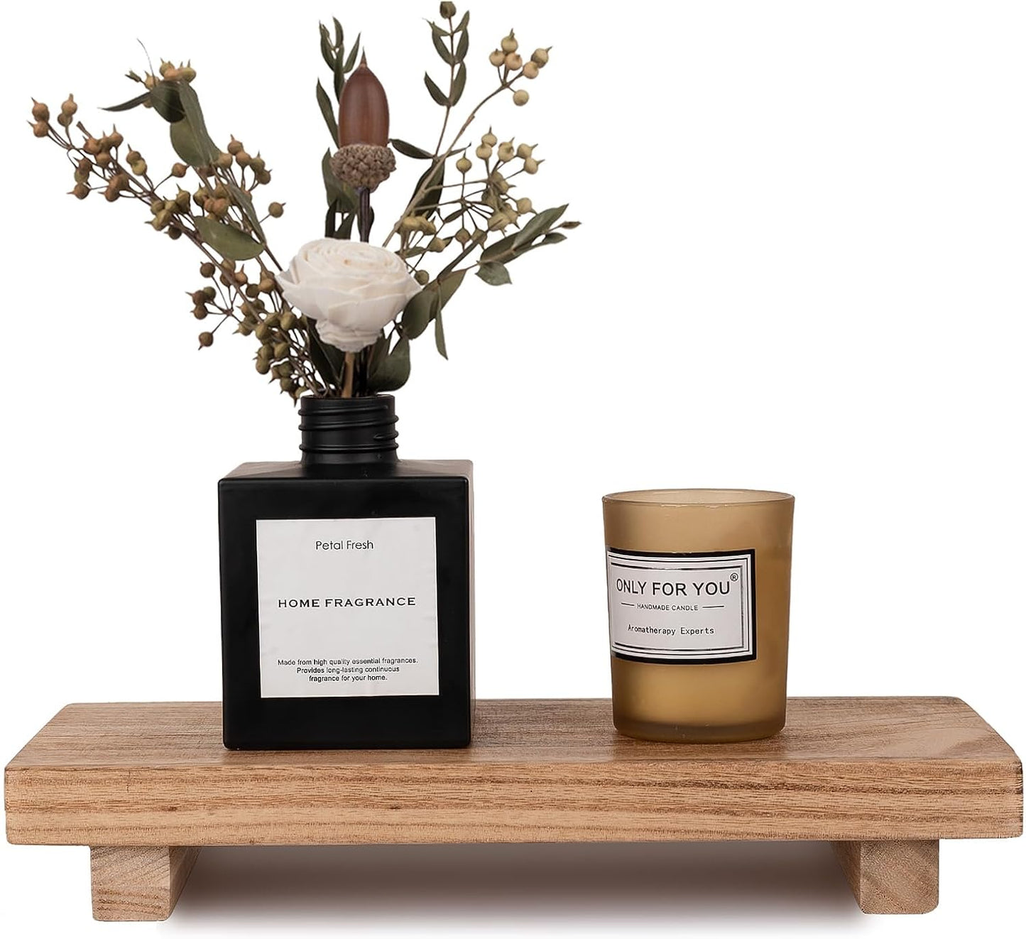 Small Wood Tray Pedestal Stand Farmhouse Bathroom Decor Decorative Wooden Riser Kitchen Soap Dish Holder for Vanity, Counter, Sink, Brown - Rayz Mart