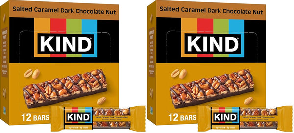 KIND Snack Bars, Caramel Almond & Sea Salt, Gluten Free, Low Sugar, High Fiber, 12 Count