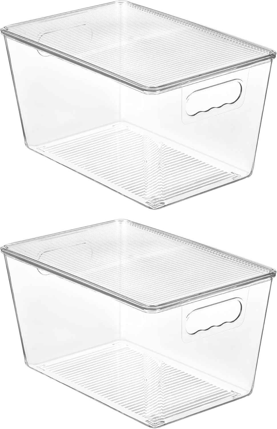 Vtopmart 6 Pack Clear Stackable Storage Bins with Lids, Medium Plastic Containers with Handle for Pantry Organizer and Storage,Perfect for Kitchen,Fridge,Cabinet, Closet,Bathroom Organization