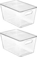 Vtopmart 6 Pack Clear Stackable Storage Bins with Lids, Medium Plastic Containers with Handle for Pantry Organizer and Storage,Perfect for Kitchen,Fridge,Cabinet, Closet,Bathroom Organization