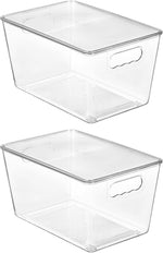 Clear Stackable Storage Bins with Lids for Pantry Organizer and Storage