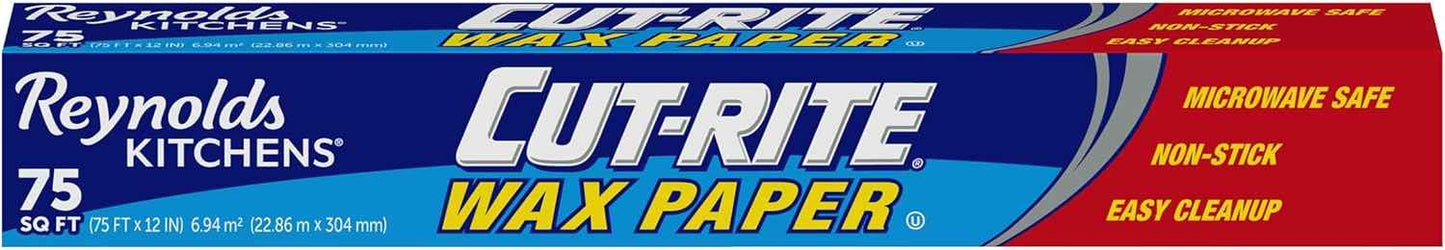 Reynolds Cut-Rite Wax Paper, 75 Square Foot Roll, Non-Stick, Microwave Safe, Versatile Kitchen Tool
