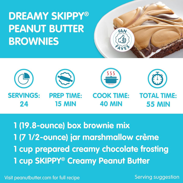 SKIPPY Creamy Peanut Butter, 80 oz Jar, 7g Protein per Serving