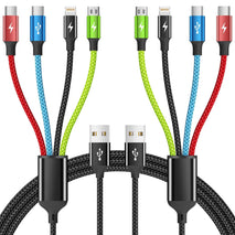Cruise Essentials 2026 4 in 1 Multi Charging Cable [2Pack 5FT], Tangle Free USB C Car Charger Cable, Nylon Braided Charging Cords for Multiple Devices, Travel Essentials Car Accessories