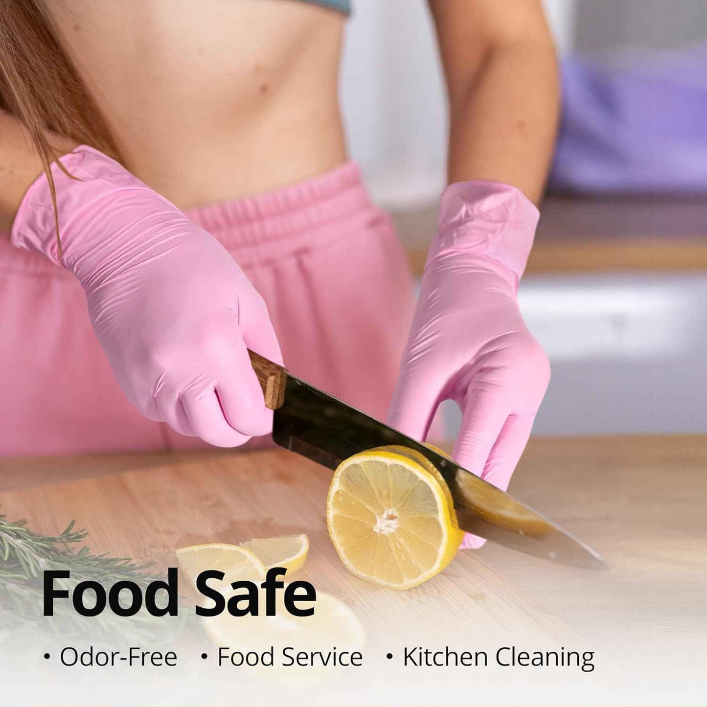 Food-Grade Pink Nitrile Gloves: 3-mil, Latex-Free, Powder-Free, 100-ct Box (Medium)