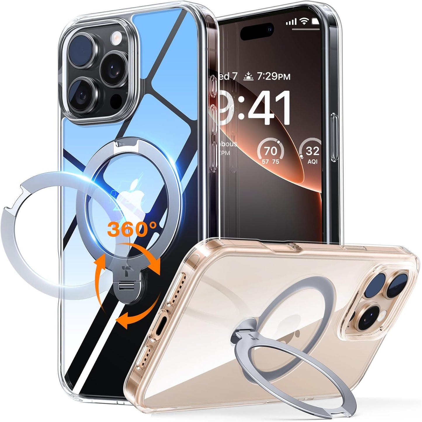 TORRAS Q3 Spin for iPhone 17 Pro Max Case with 360 Magnetic Stand, Camera Control, Fit for MagSafe, 4X Military-Grade Shockproof Case for iPhone 17 Pro Max Phone Case with Kickstand, Deep Blue - Rayz Mart