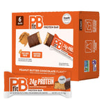 PBfit Peanut Butter Chocolate Protein Bars, 24g Protein, Gluten Free, Vegan, 40-30-30 Macros, 2.47 Oz, Pack of 12