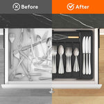 Lifewit silverware drawer organizer with adjustable expandable tray for kitchen, BPA free flatware holder