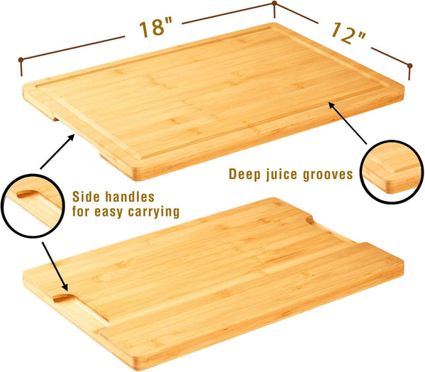 Large 18 inch bamboo cutting board for kitchen use