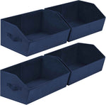 Closet Organizers Bins 6 Packs - Large Closet Shelf Organizer with Handles, Fabric Trapezoid Storage Bins, Collapsible Storage Cubes for Clothes, Towels, Light Gray