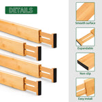 Adjustable bamboo drawer dividers for kitchen, bathroom, and bedroom