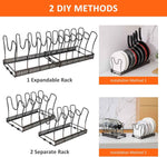 Pot Rack Organizer -Expandable Pot and Pan Organizer for Cabinet,Pot Lid Organizer Holder with 10 Adjustable Compartment for Kitchen Cabinet Cookware Baking Frying Rack,Bronze
