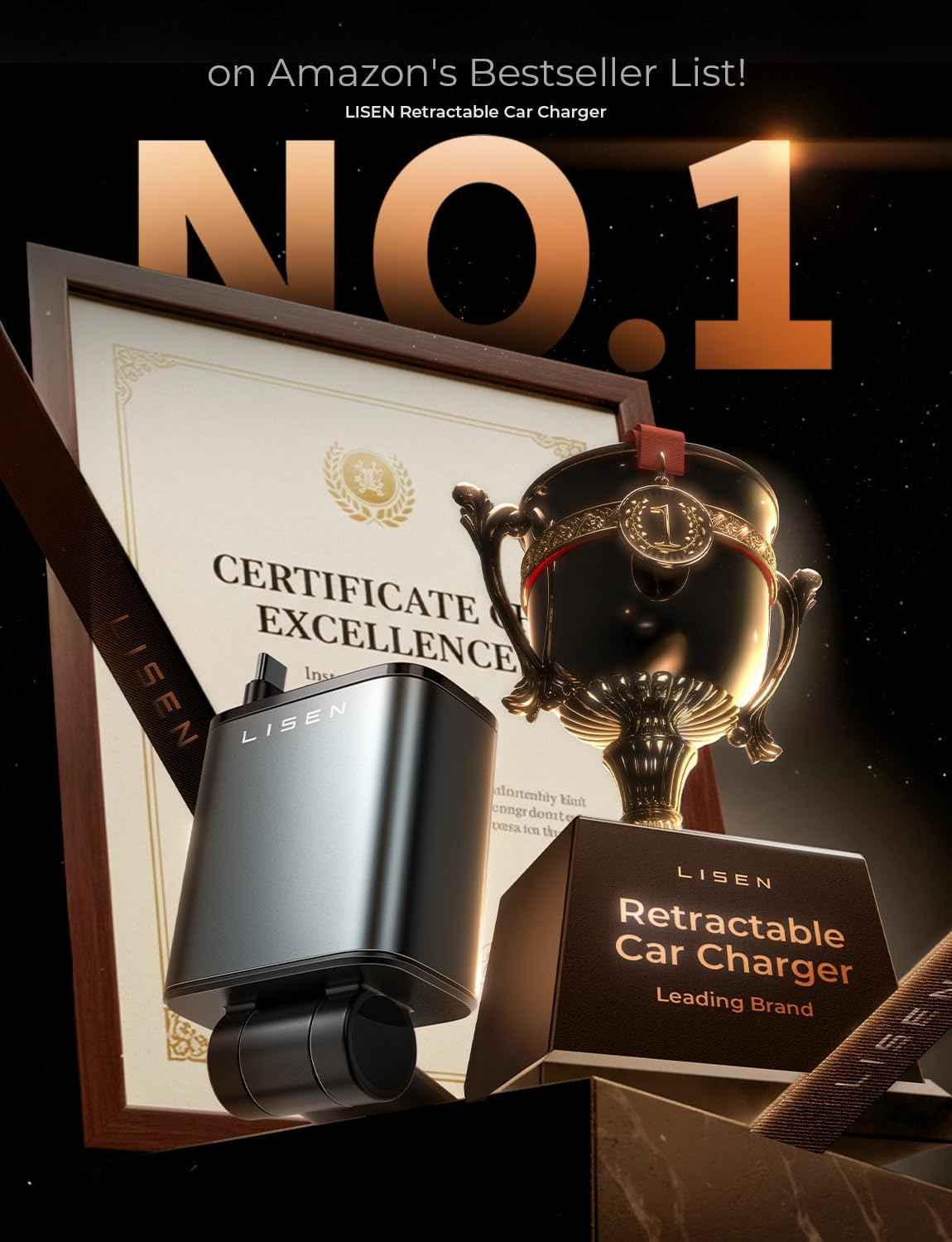 LISEN Retractable Car Charger, Birthday Gifts for Men Tech Gadgets 2026, 69W Cars Adapter USB C Fast Charger for iPhone 17, Car Accessories for Men Women Drivers, for iPhone 17 Pro Max Air 16 15 14 13