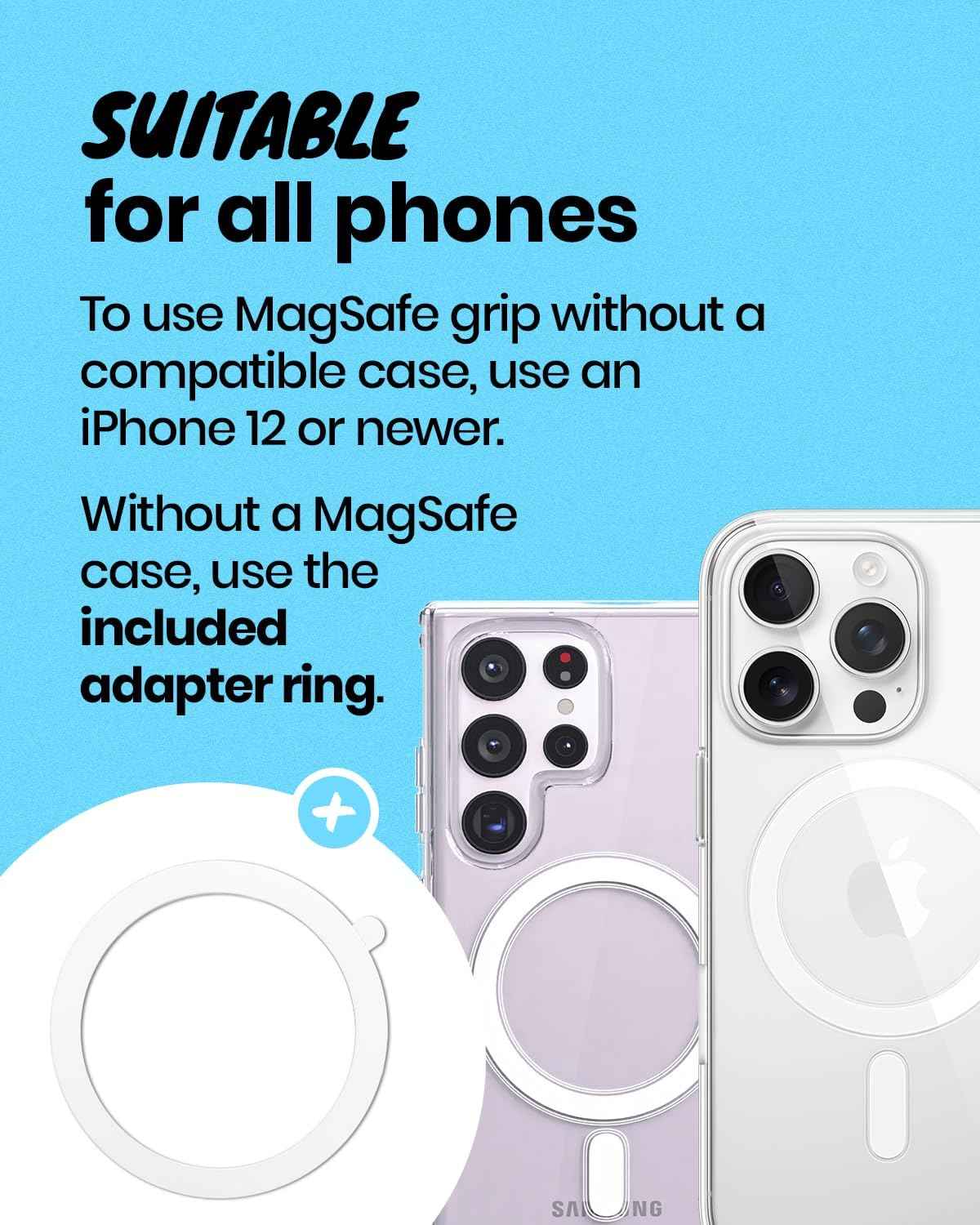 OnTheGrip Compatible with Magsafe Cute Cubic Diamond Heart Shape Design Collapsible Mobile Phone Grip Stand Holder for Smartphone Tablet Cell Phone Accessory (Gold Small)