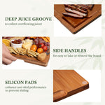 Bamboo cutting board set for kitchen, 3 piece extra thick with juice groove
